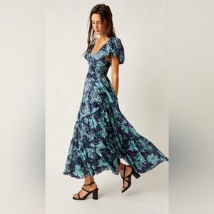 Free People Floral Maxi Dress - Blue and Green